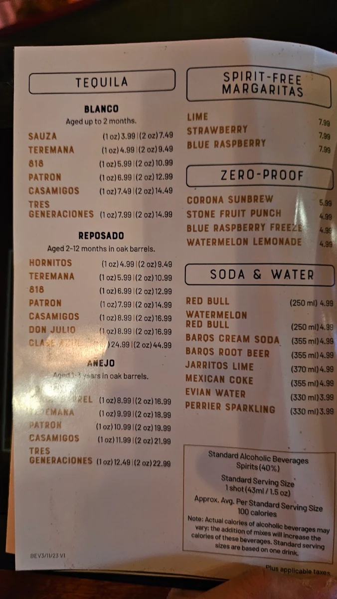 Menu, Lone Star Texas Grill