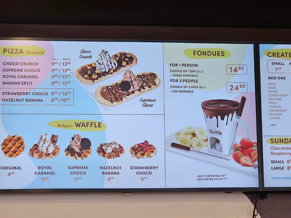 Menu, Chocolato