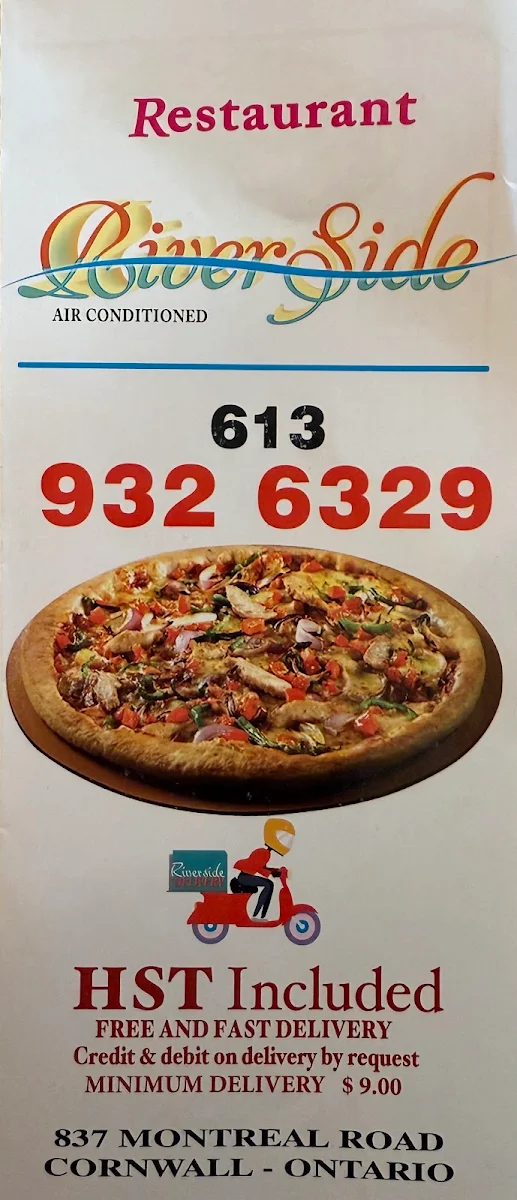Menu, Riverside Restaurant