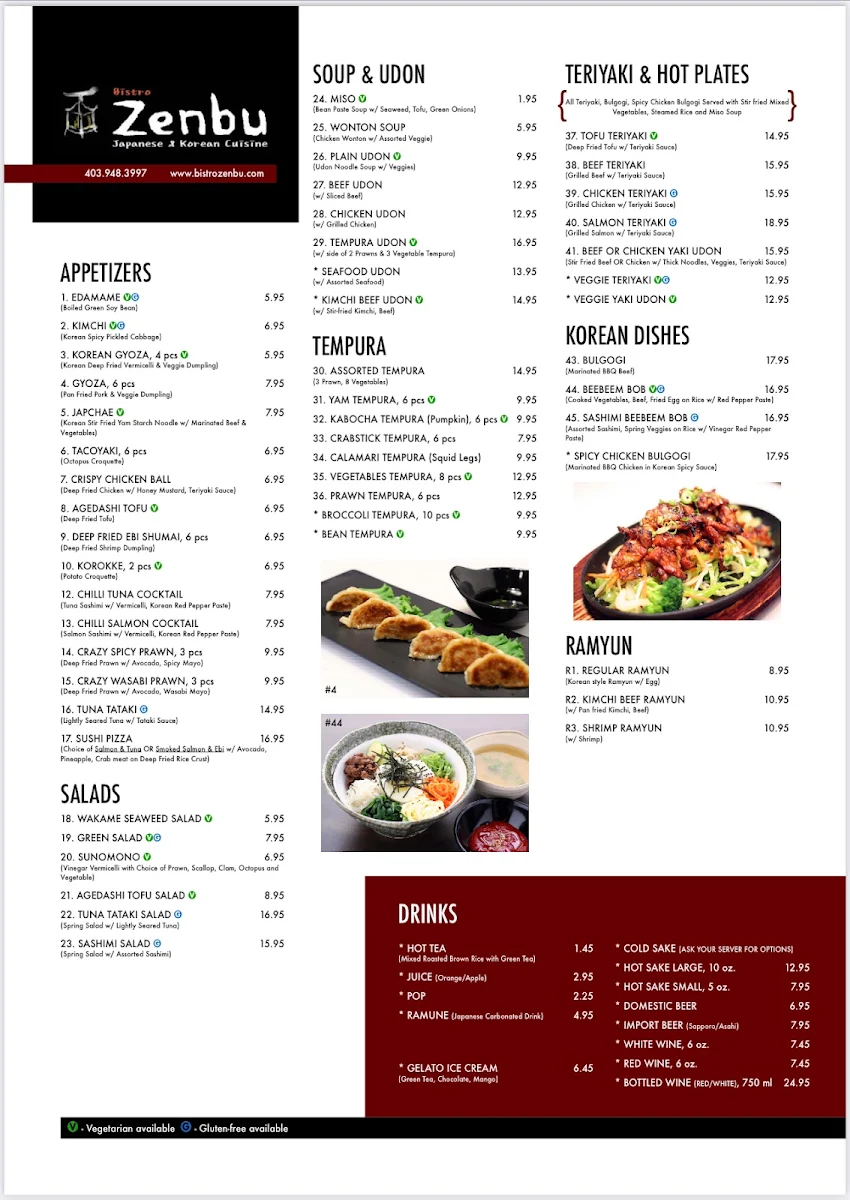 Menu, Zenbu