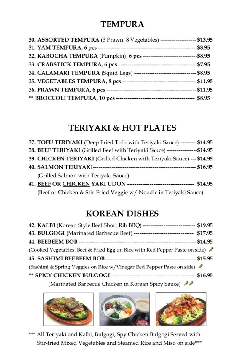Menu, Zenbu