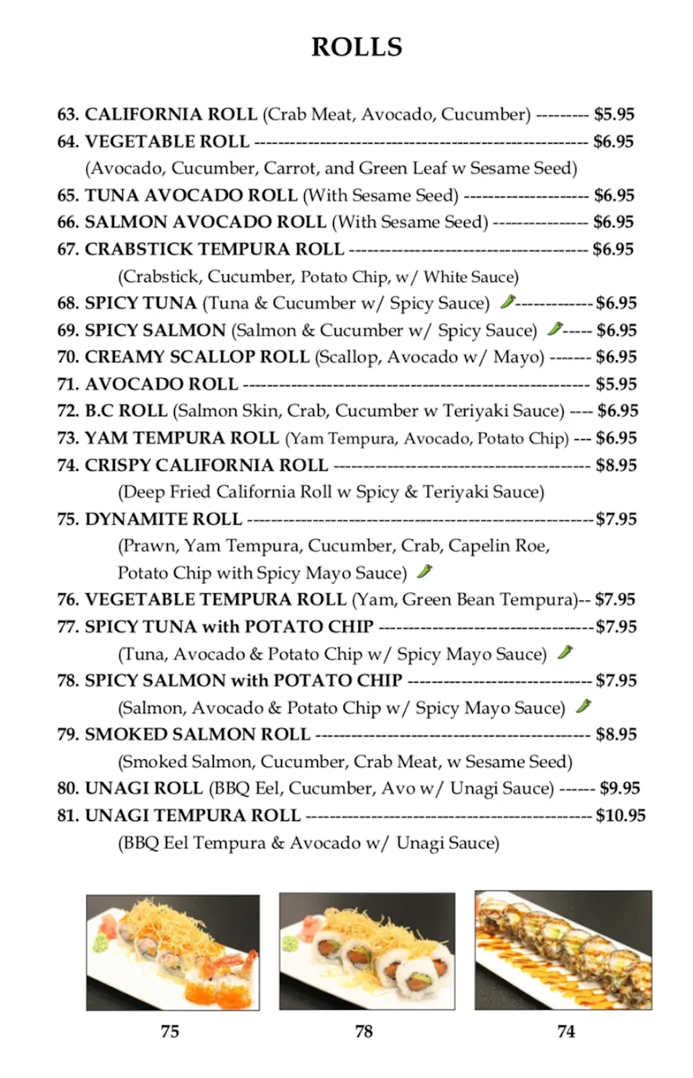 Menu, Zenbu