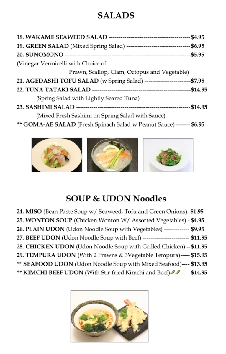 Menu, Zenbu