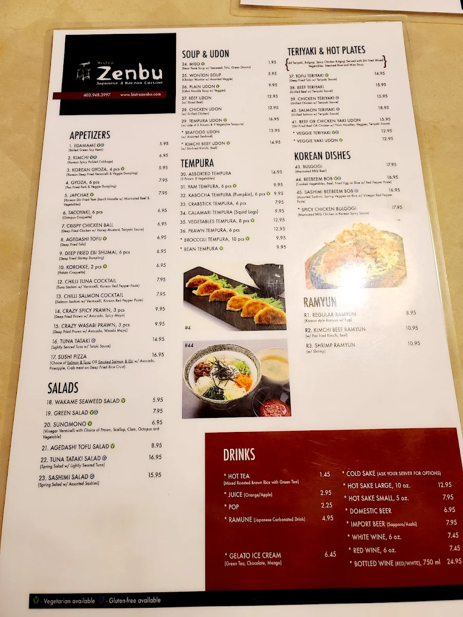 Menu, Zenbu