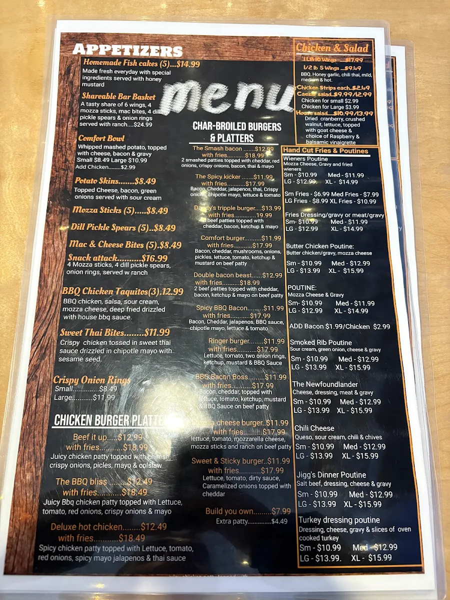 Menu, Newfoundland Comfort Food