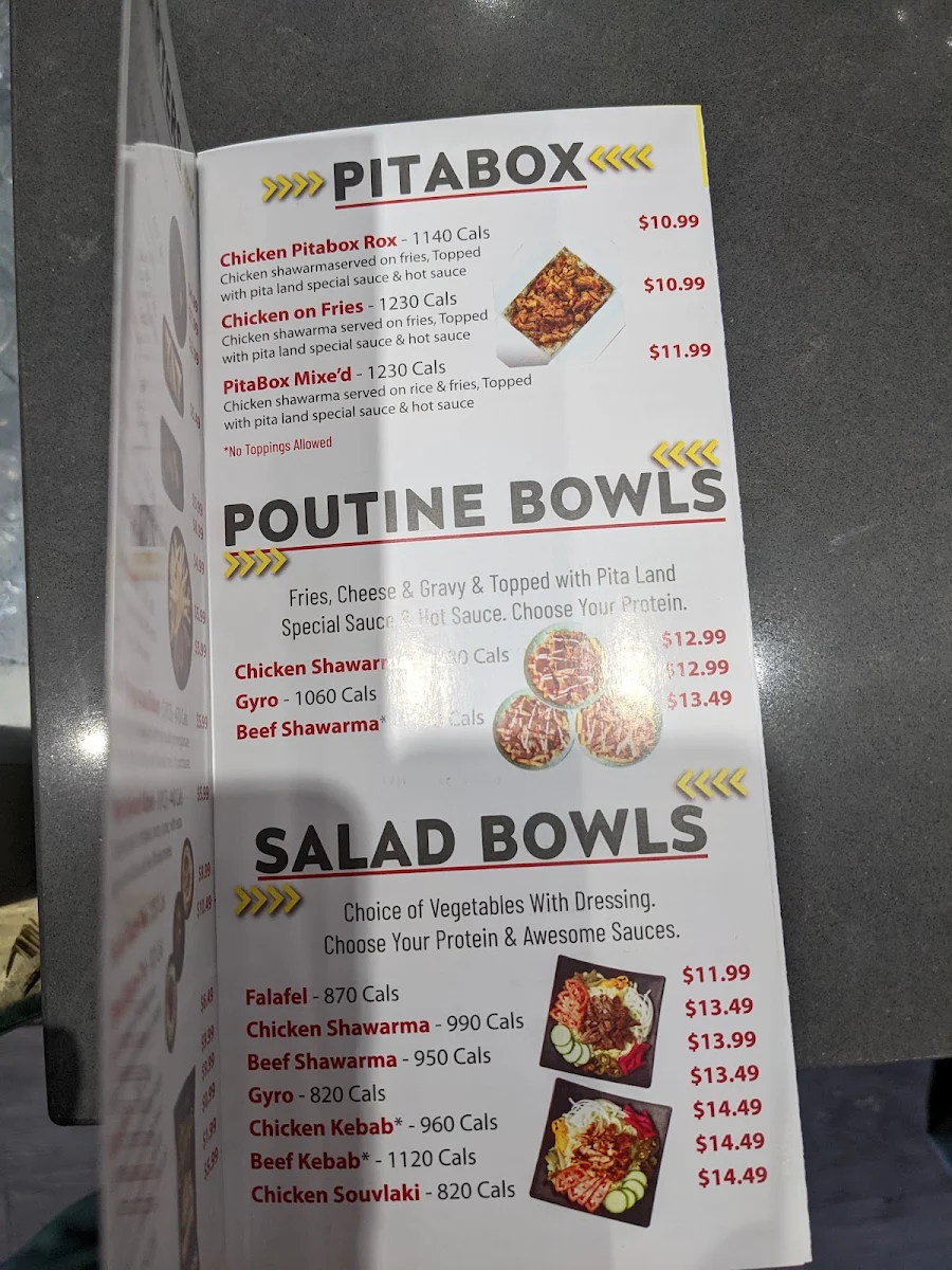 Menu, Pita Land Shawarma - Pace Condos