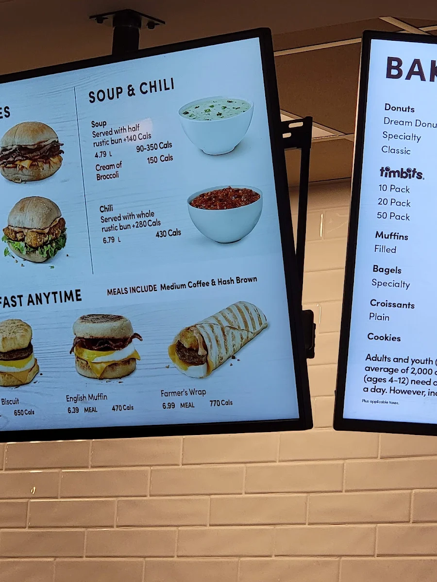 Menu, Tim Hortons