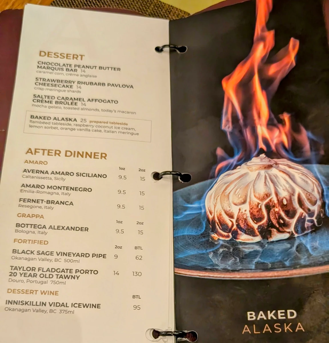 Menu, ATLAS Steak + Fish