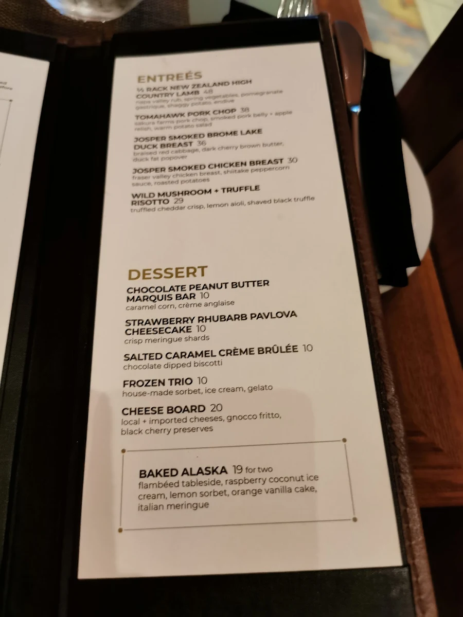 Menu, ATLAS Steak + Fish