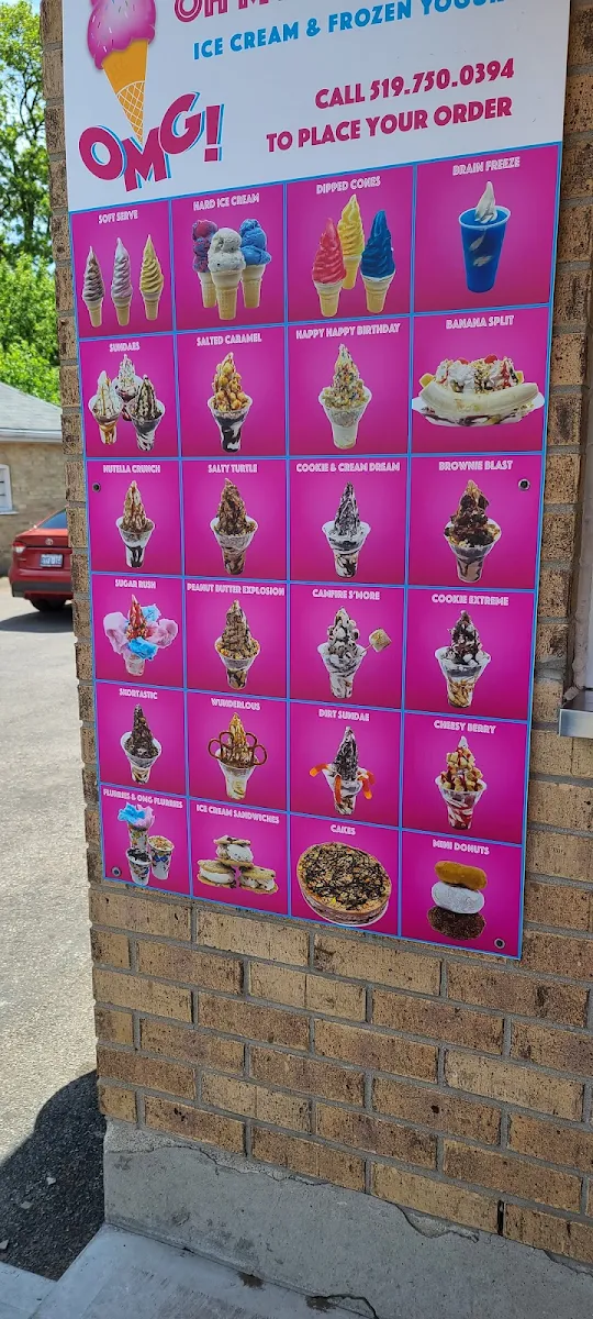 Menu, OMG Ice Cream & Frozen Treats