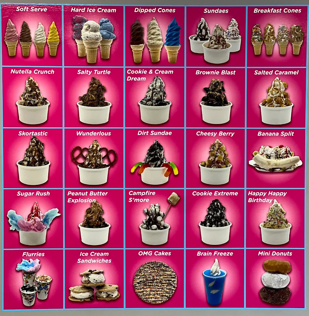 Menu, OMG Ice Cream & Frozen Treats