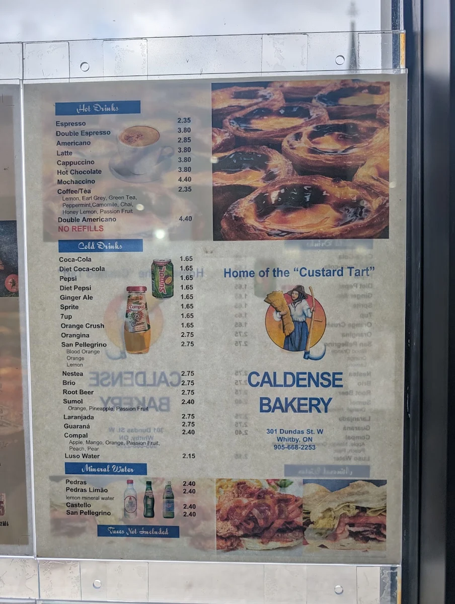 Menu, Caldense Bakery