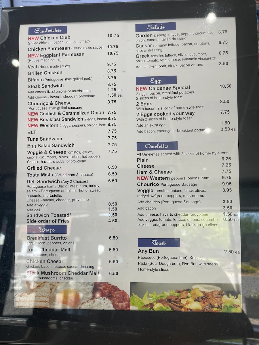 Menu, Caldense Bakery