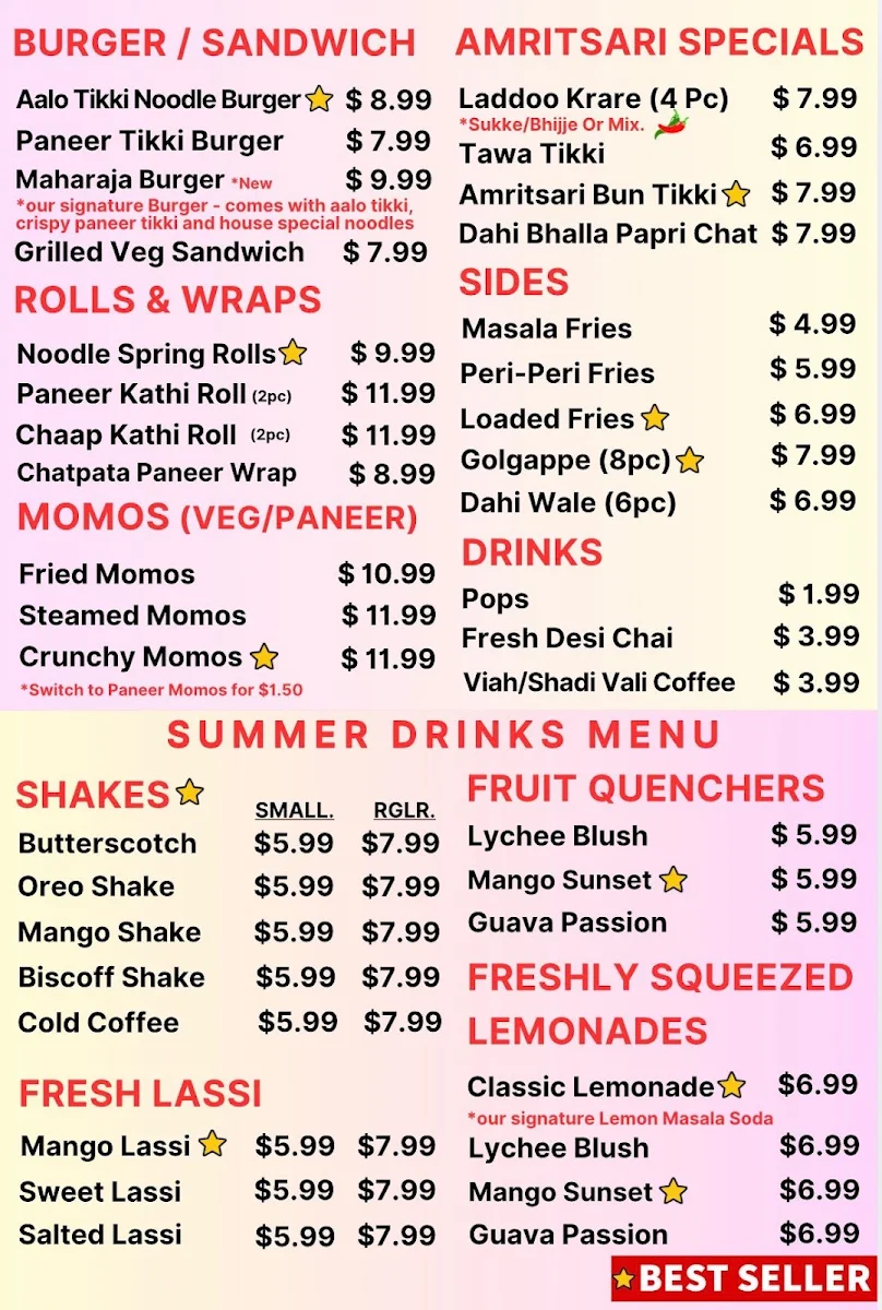 Menu, ADC (Aate Di Chidi) Food Truck-Inside Coin-op Car Wash