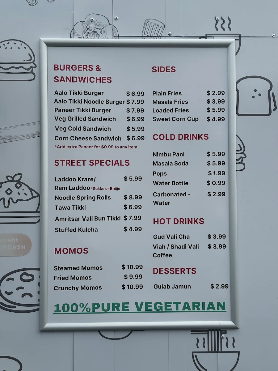 Menu, ADC (Aate Di Chidi) Food Truck-Inside Coin-op Car Wash
