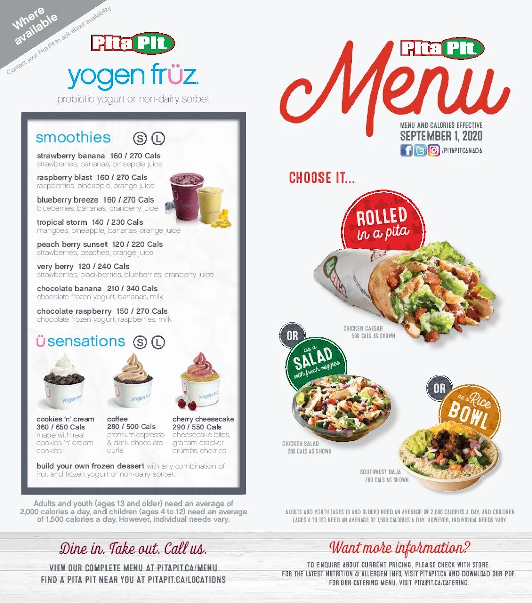 Menu, Pita Pit