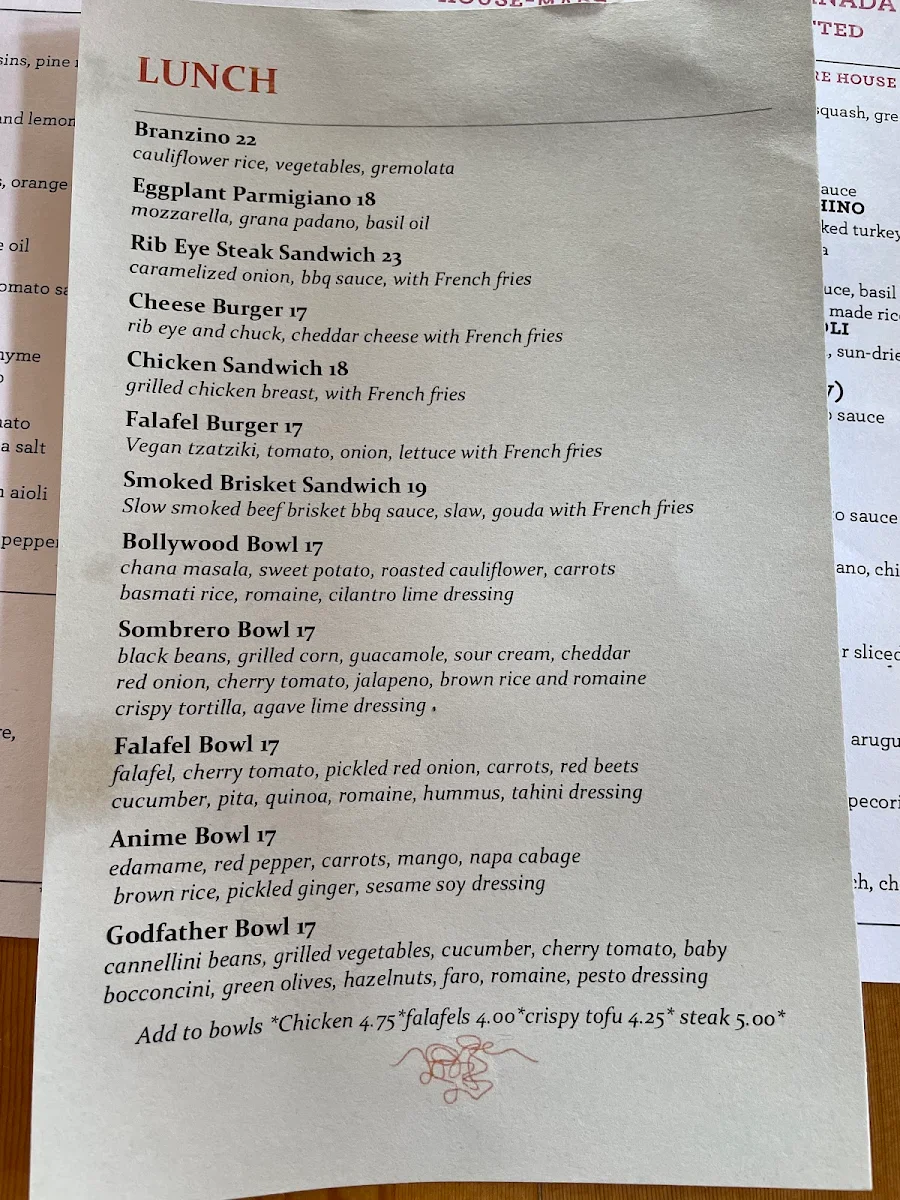 Menu, PAESE Ristorante