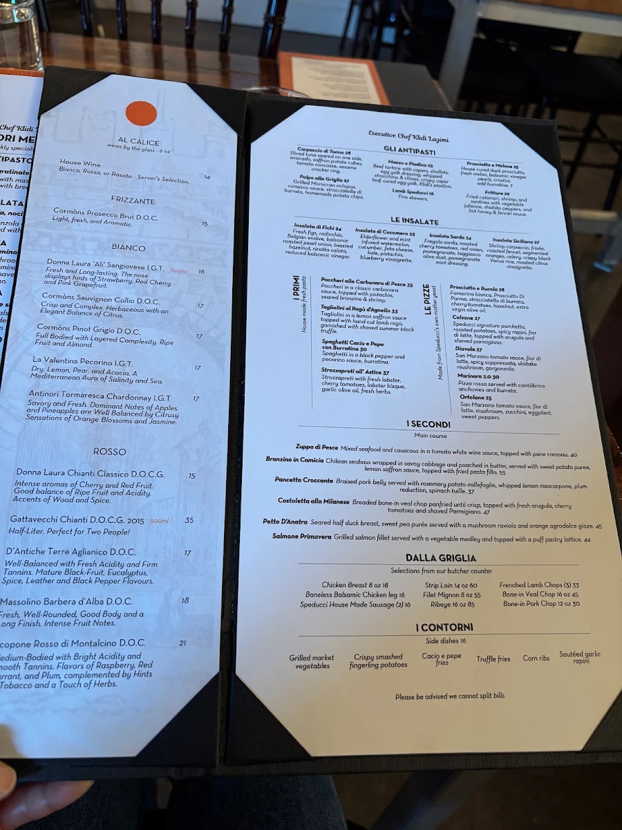Menu, Speducci Mercatto