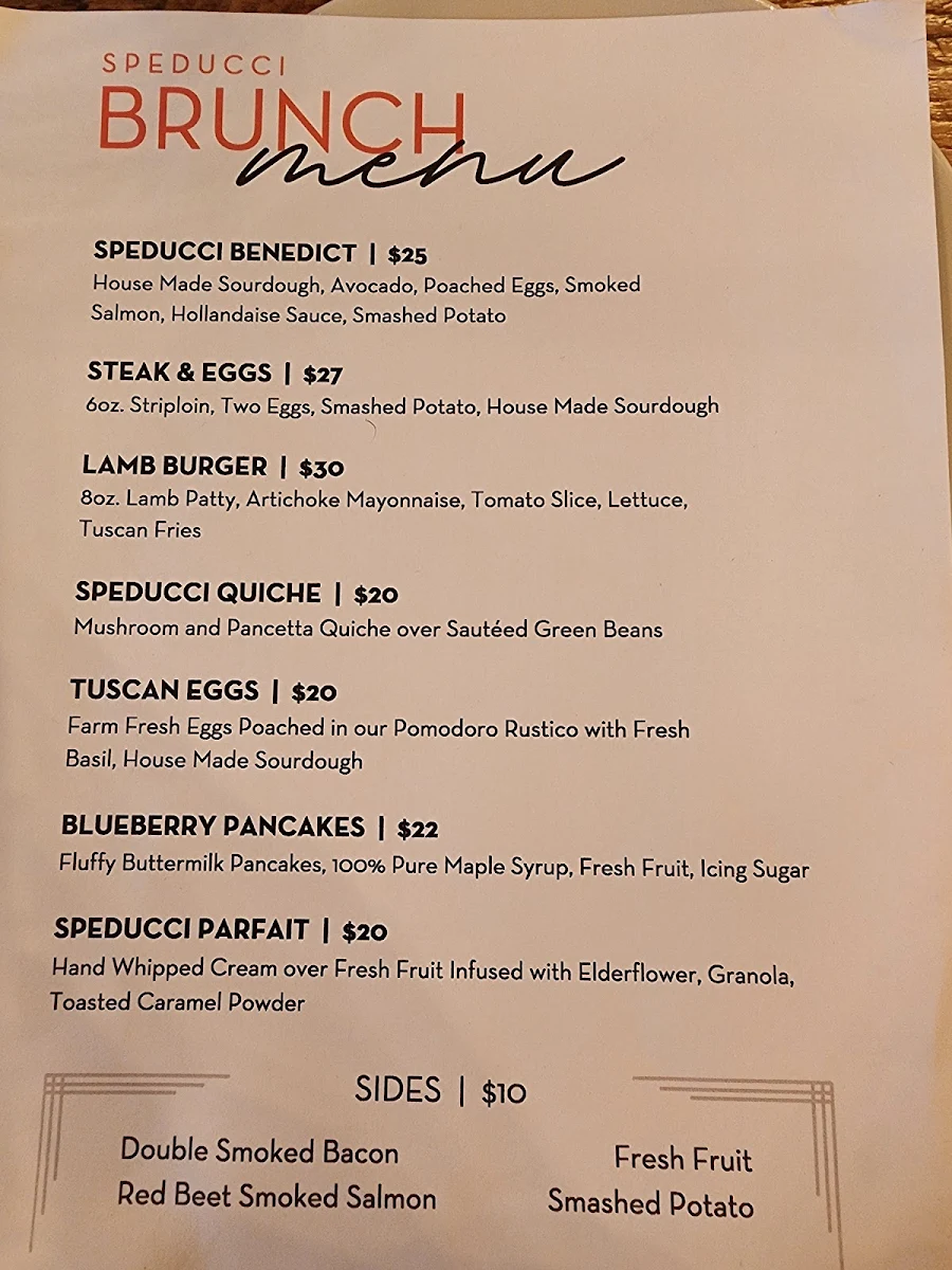 Menu, Speducci Mercatto