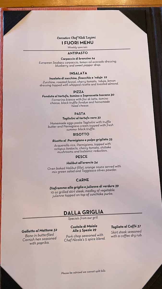 Menu, Speducci Mercatto