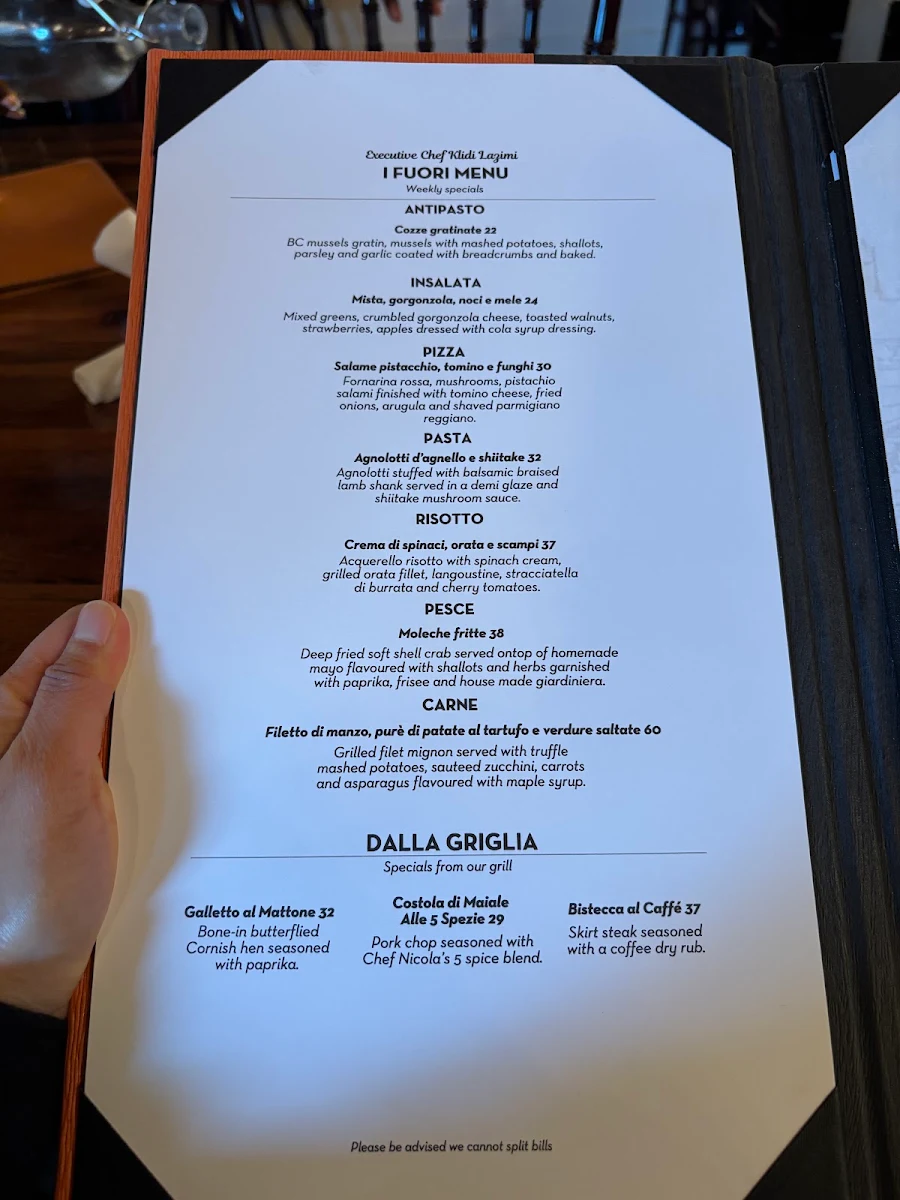Menu, Speducci Mercatto