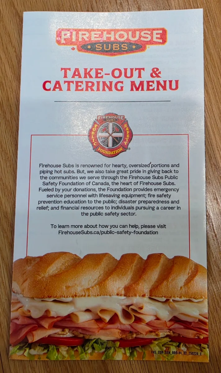 Menu, Firehouse Subs Kelowna Harvey Ave