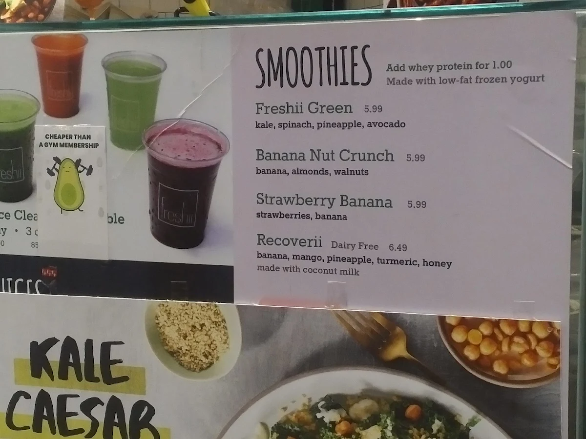 Menu, Freshii