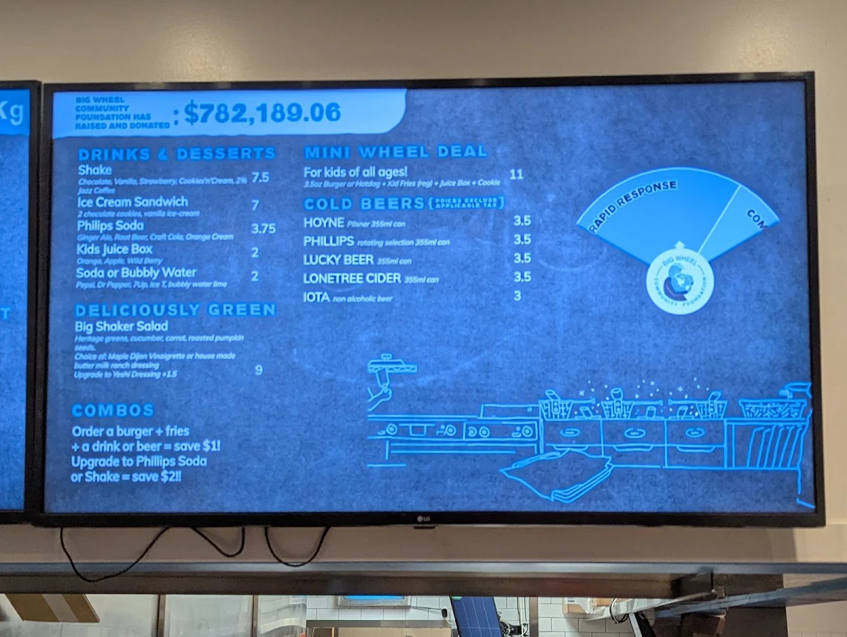 Menu, Big Wheel Burger VIC WEST