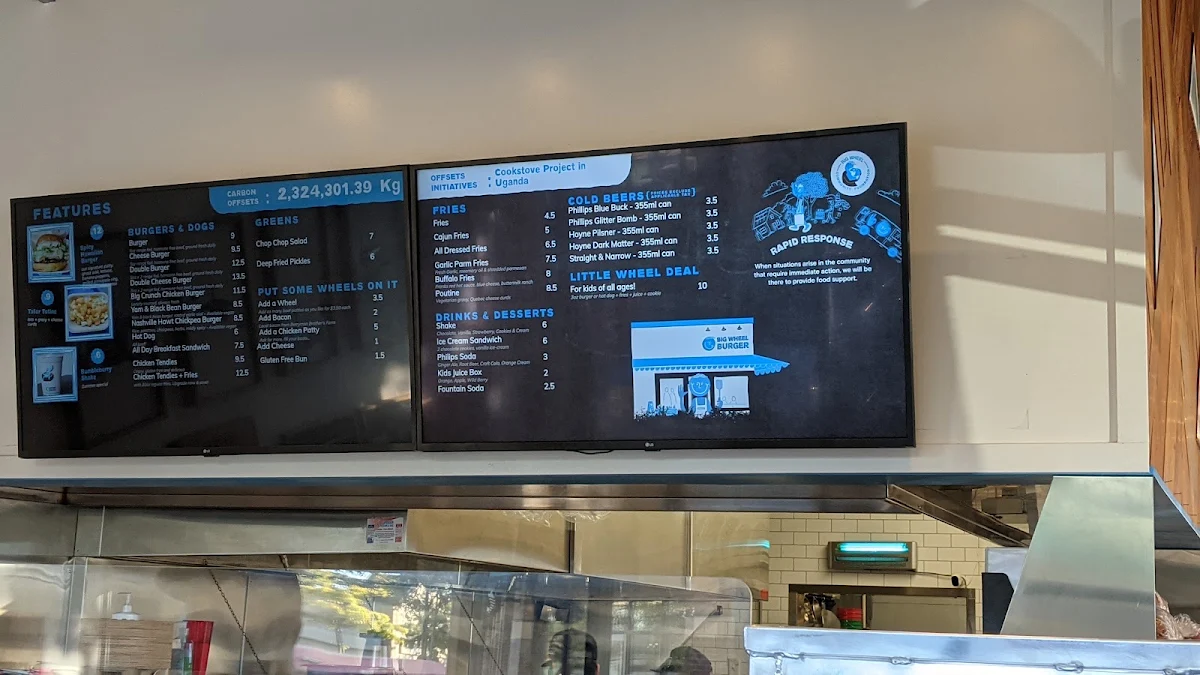Menu, Big Wheel Burger VIC WEST