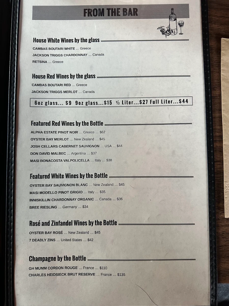 Menu, Miette Hot Springs Restaurant