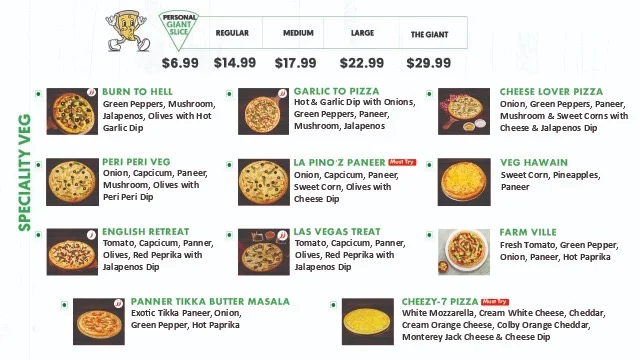 Menu, La Pino’z Pizza- Cottrelle