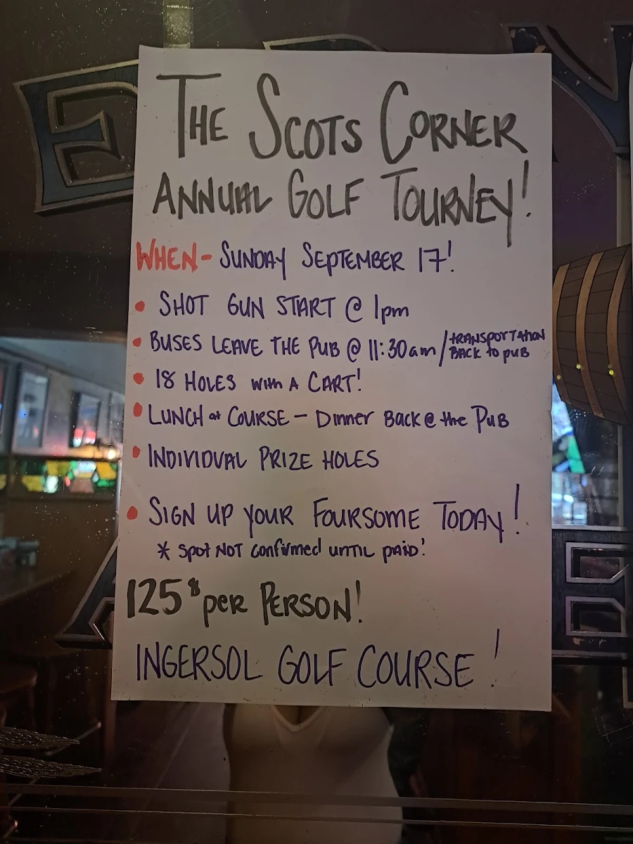 Menu, The Scot's Corner