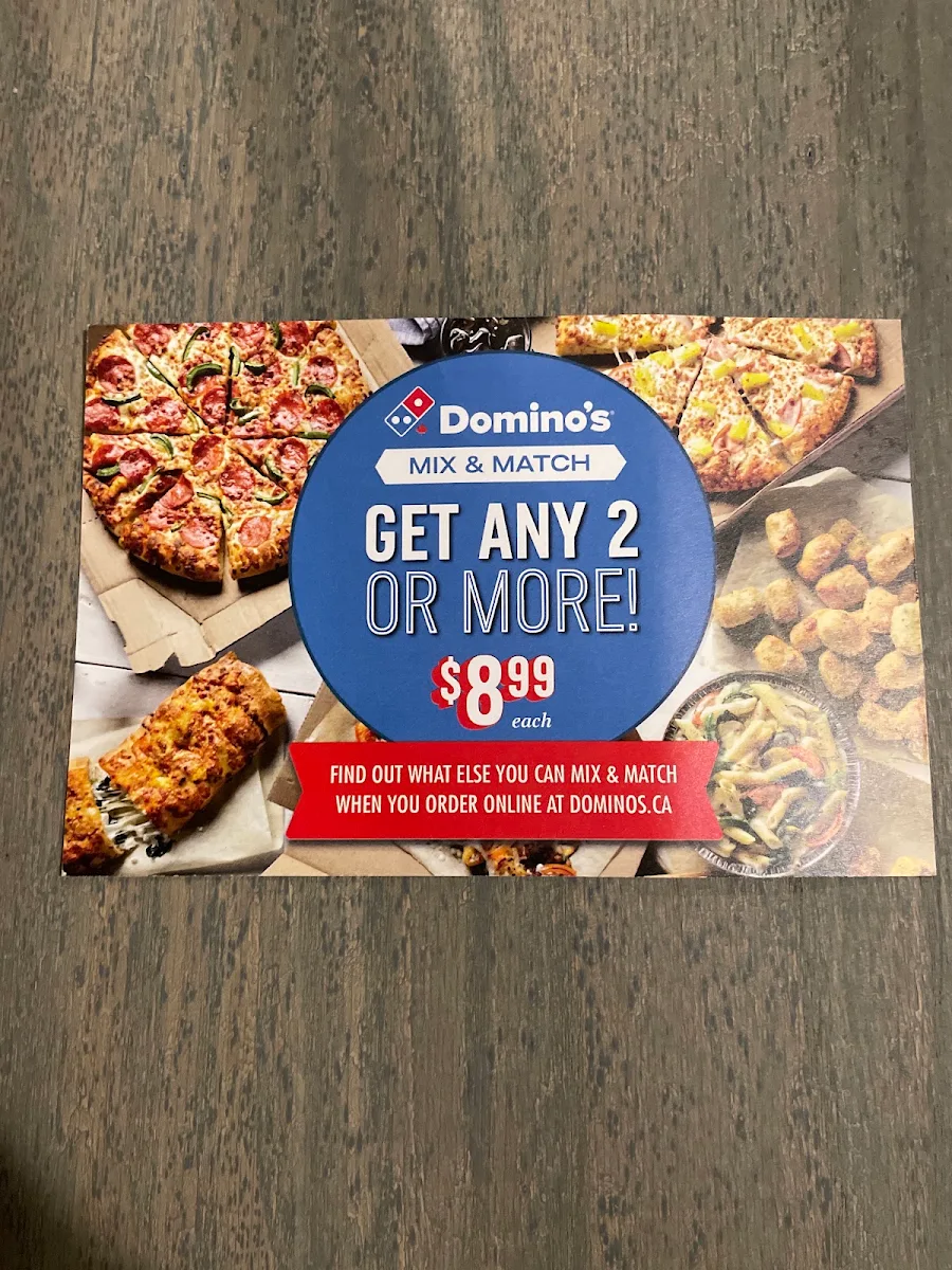 Menu, Domino's Pizza