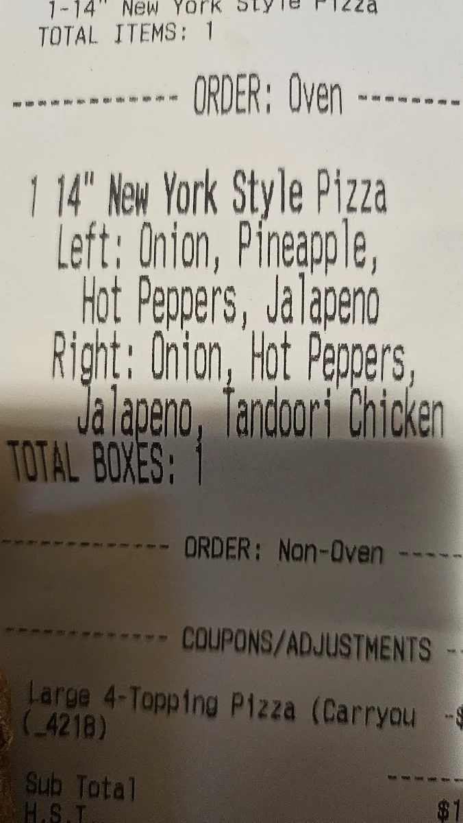 Menu, Domino's Pizza