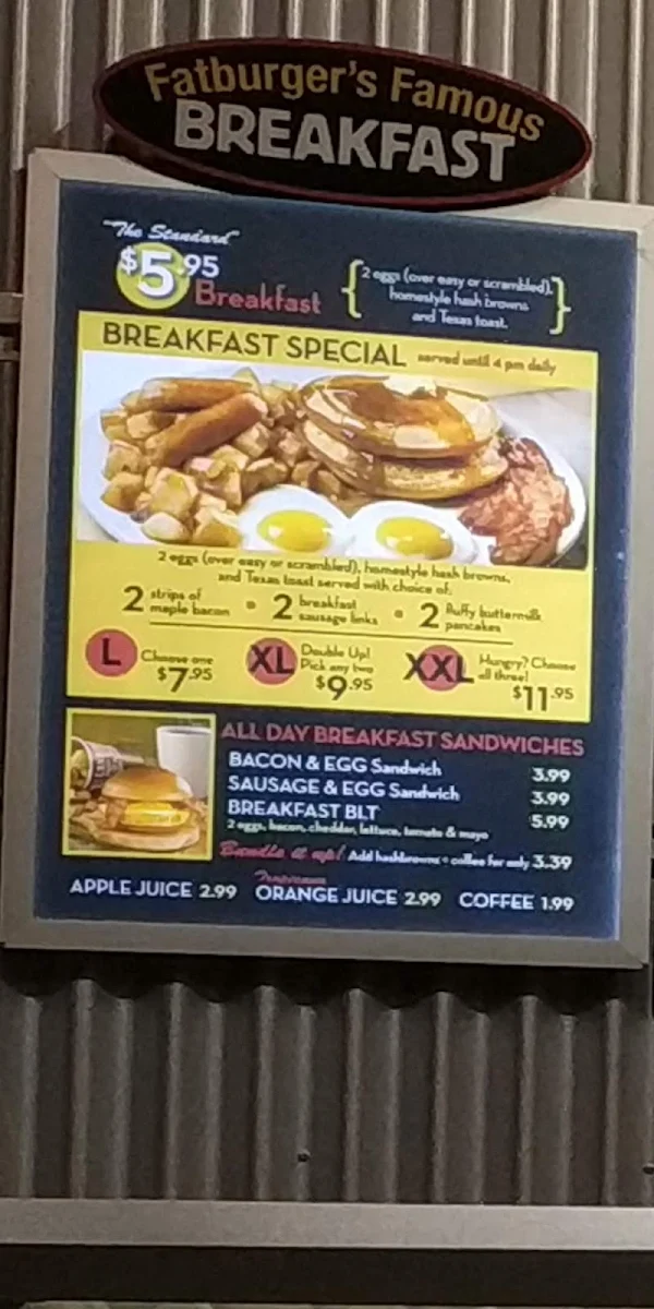 Menu, Fatburger Langley