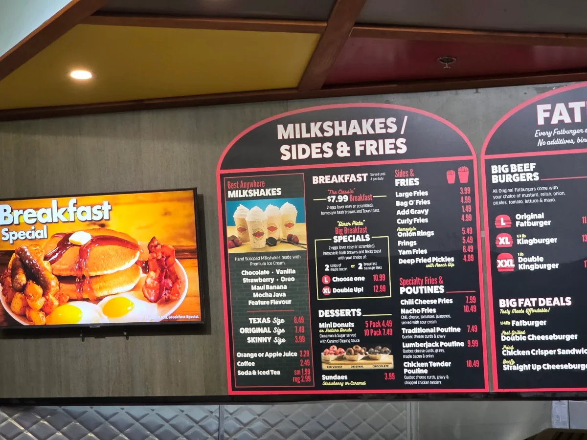 Menu, Fatburger Langley