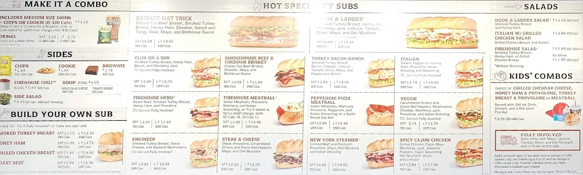 Menu, Firehouse Subs