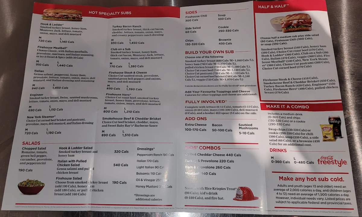 Menu, Firehouse Subs