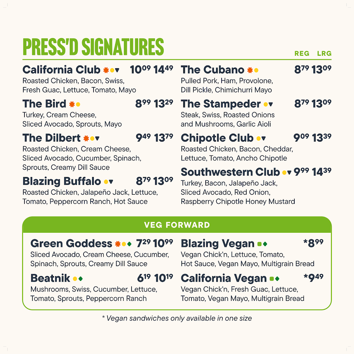 Menu, Press'd