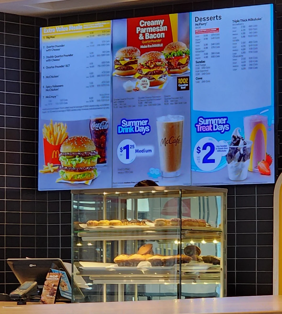 Menu, McDonald's