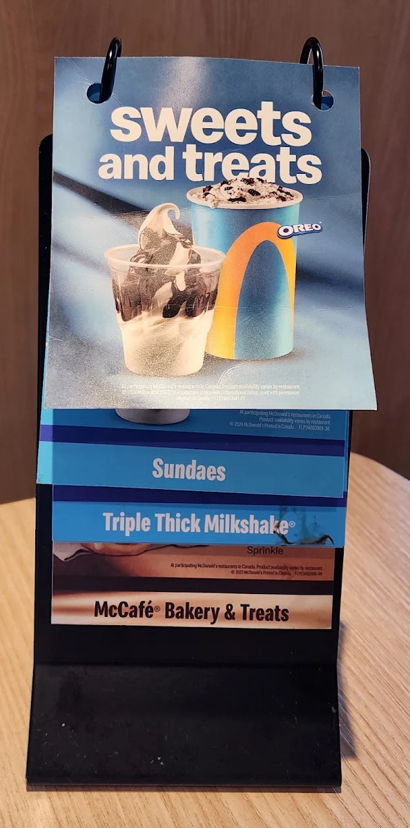 Menu, McDonald's