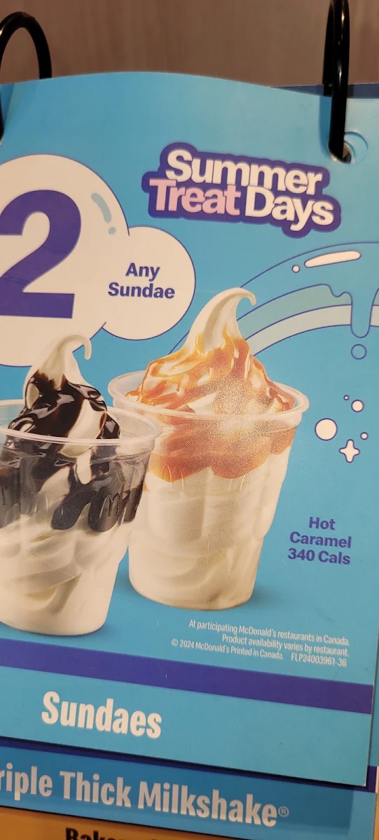 Menu, McDonald's