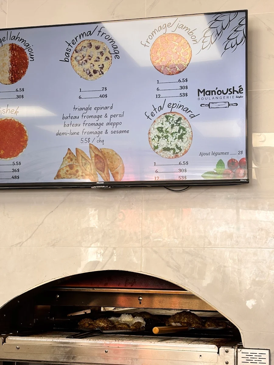 Menu, Man’oushé - Lahmajoun & Manakish Brossard