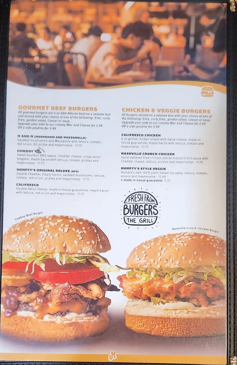 Menu, Humpty's Big Plate Diner - Sterling Centre
