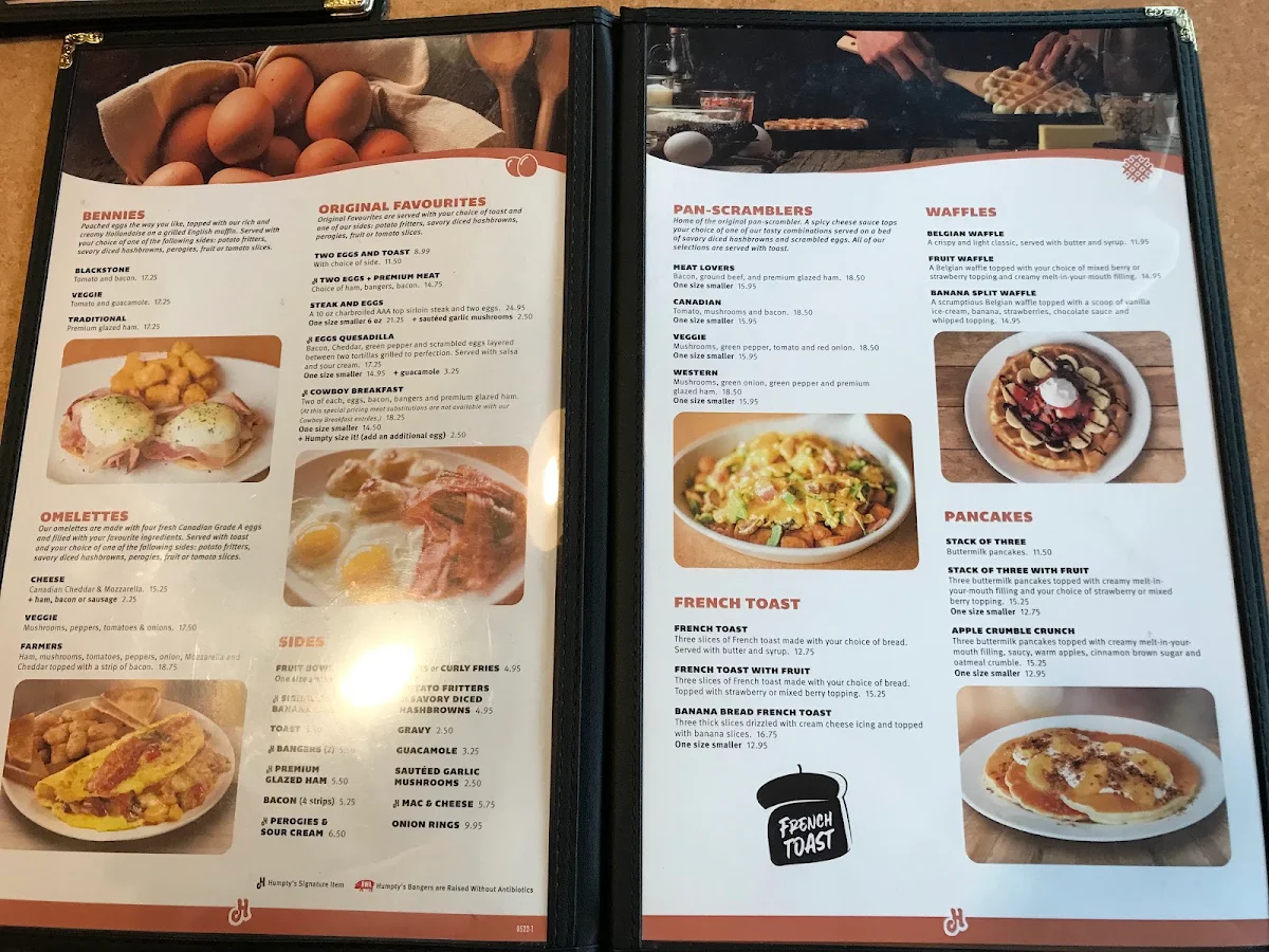 Menu, Humpty's Big Plate Diner - Sterling Centre