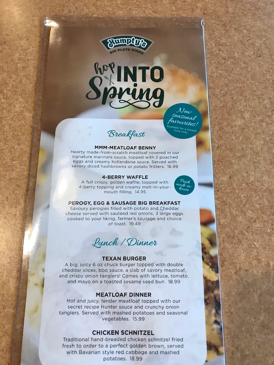 Menu, Humpty's Big Plate Diner - Sterling Centre
