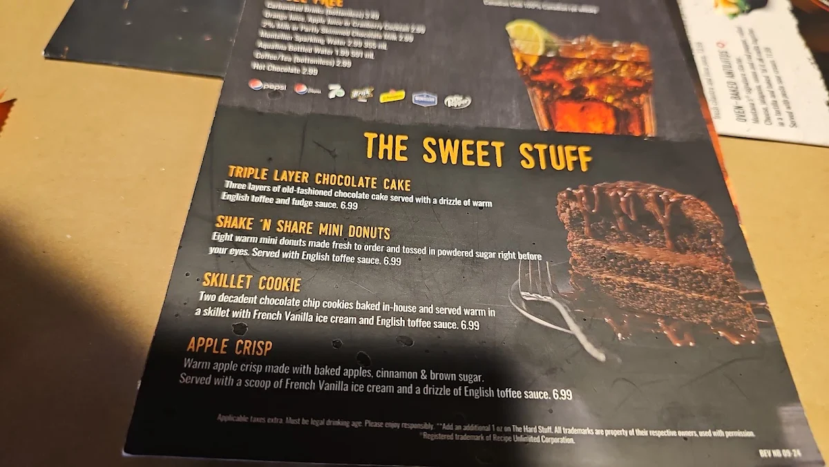 Menu, Montana’s BBQ & Bar