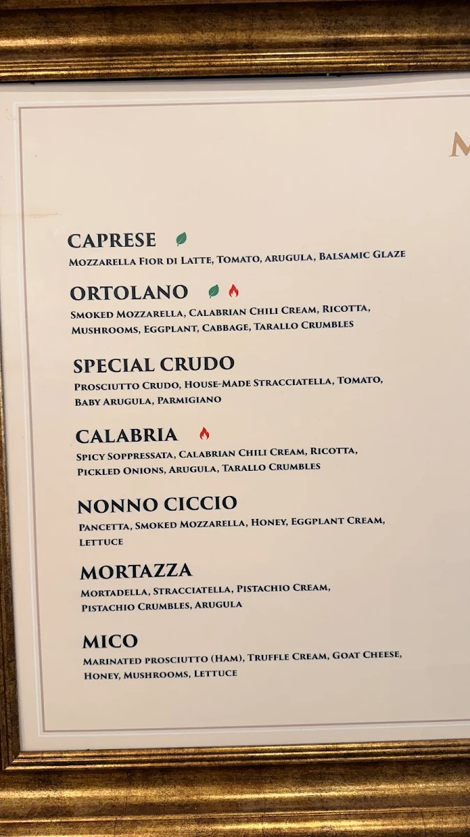 Menu, Mico Italian Sandwiches