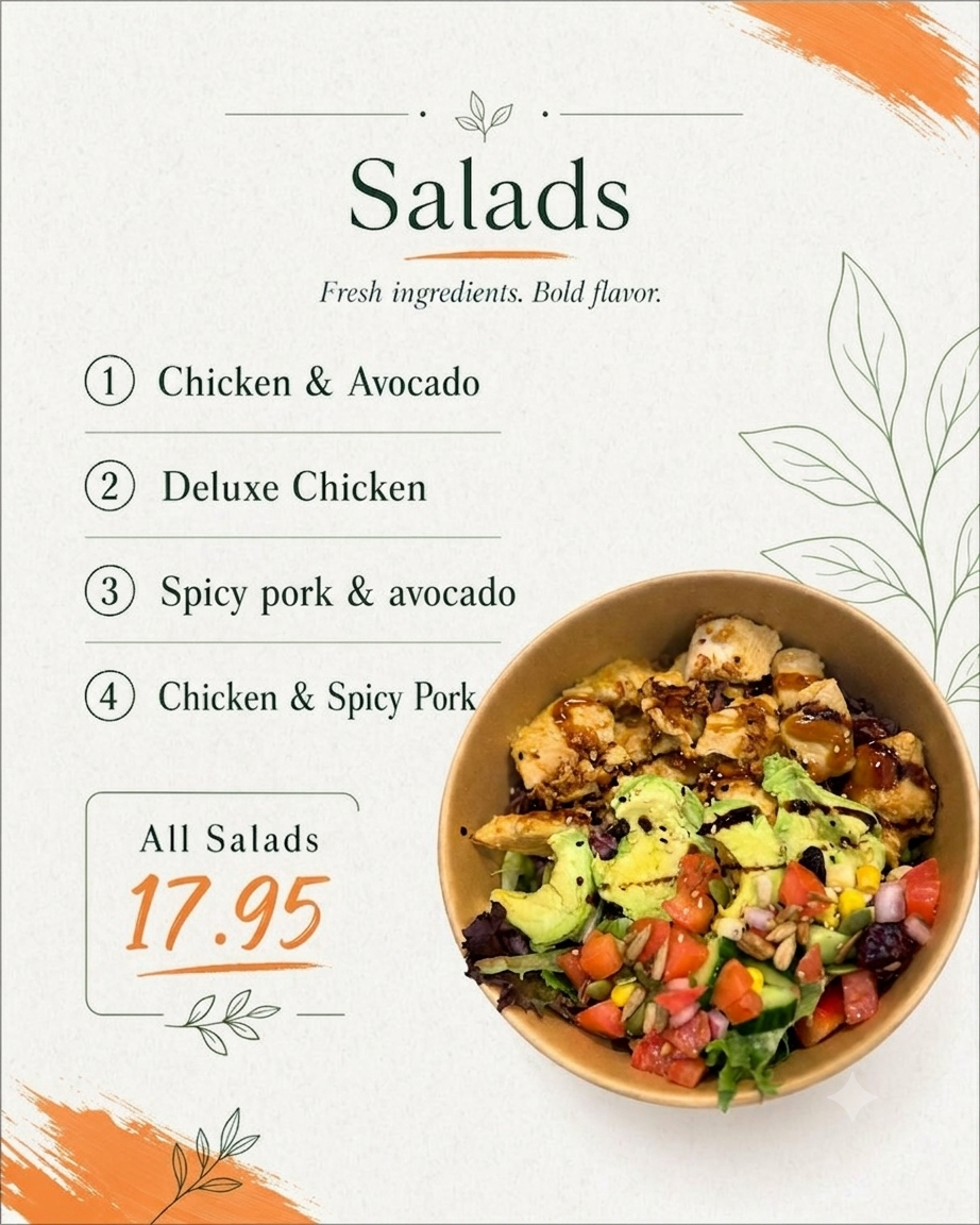 Menu, Symphony Bowl & Wrap