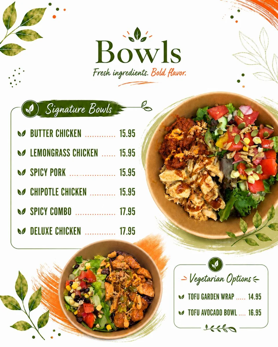 Menu, Symphony Bowl & Wrap